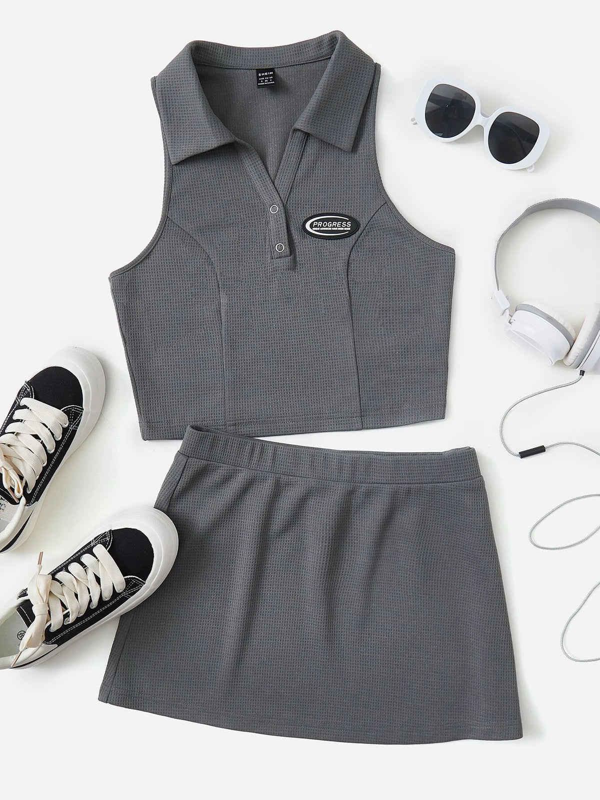 Polo Neck Tank Top & Bodycon Skirt