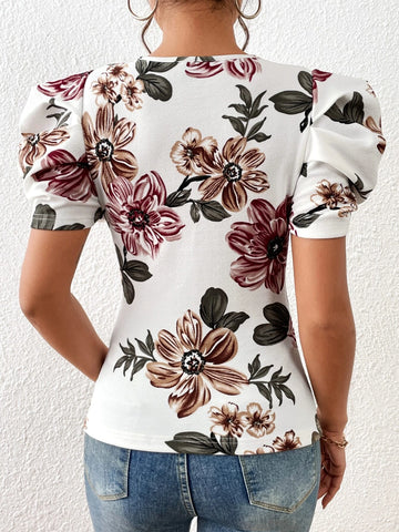 Unity Floral Print Puff Sleeve Tee