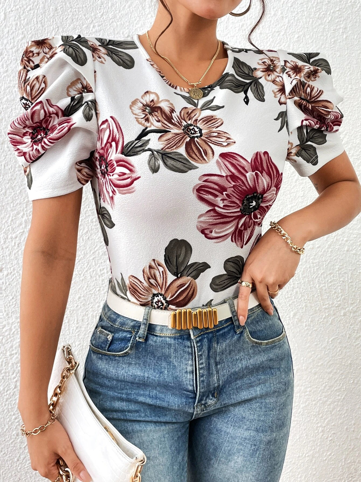 Unity Floral Print Puff Sleeve Tee