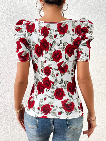 Unity Floral Print Puff Sleeve Tee