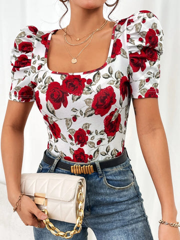 Unity Floral Print Puff Sleeve Tee