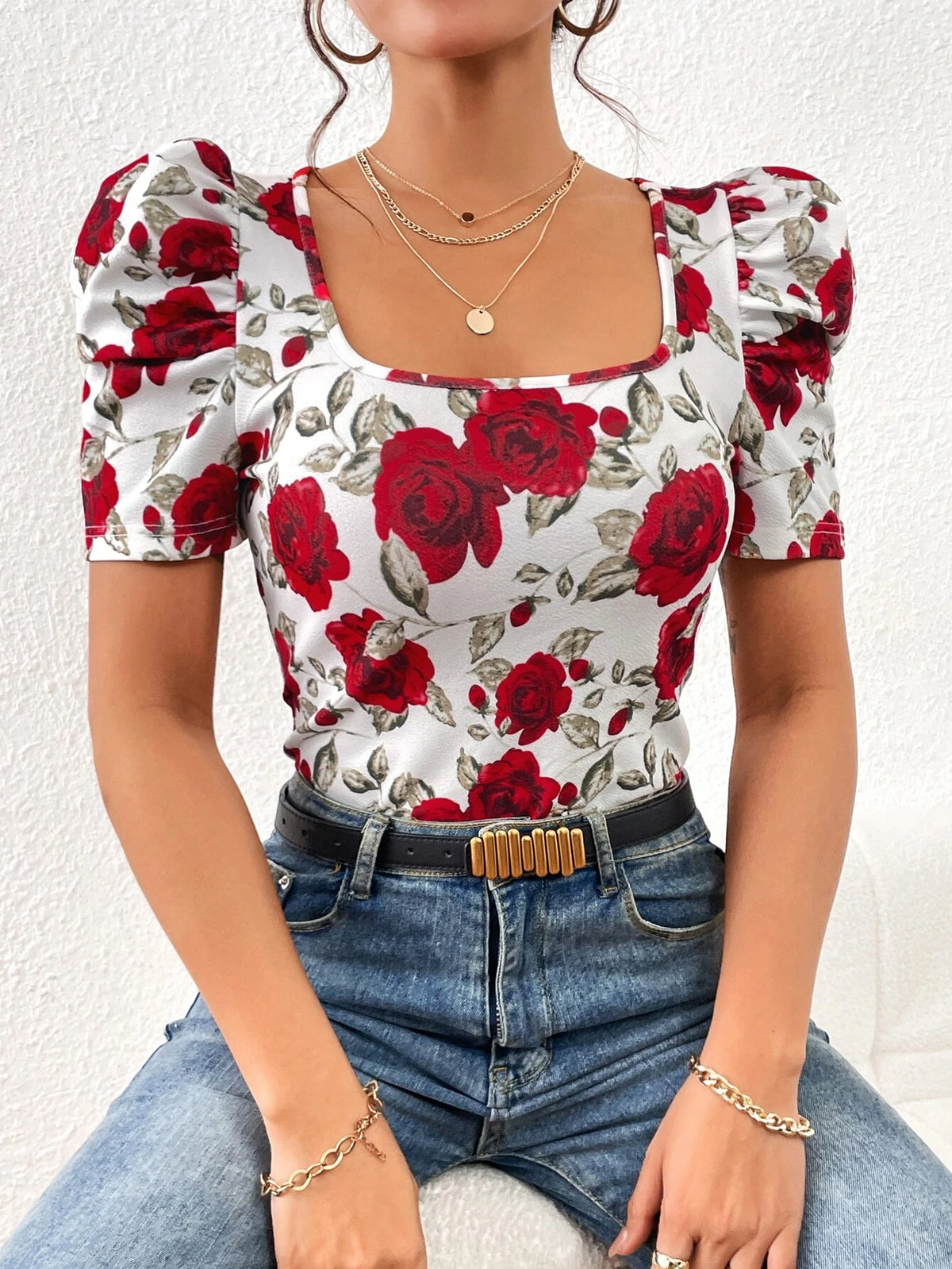 Unity Floral Print Puff Sleeve Tee
