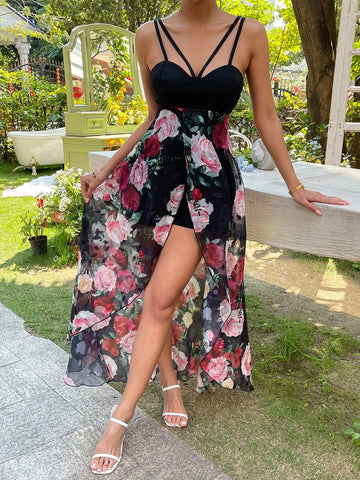 Floral Print Cami Romper