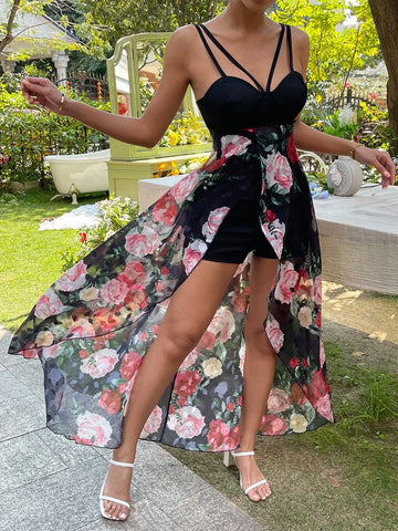 Floral Print Cami Romper