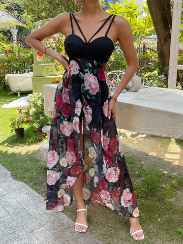 Floral Print Cami Romper