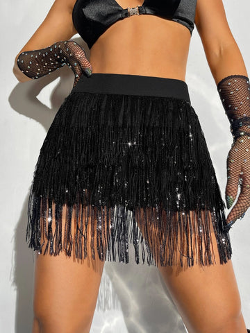 ICON Fringe Trim Sequin Decor Skirt