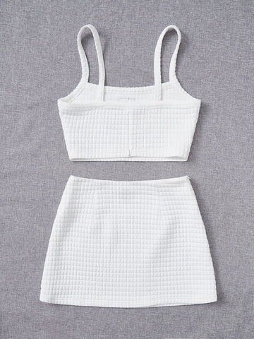 Letter Patched Detail Cami Top & Skirt