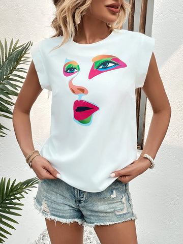 EMERY ROSE Figure Graphic Blouse
