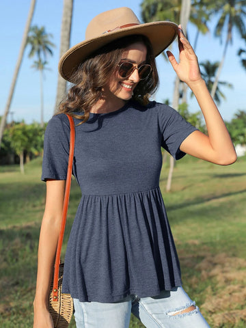 EMERY ROSE Solid Peplum Tee