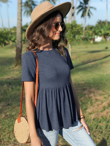 EMERY ROSE Solid Peplum Tee