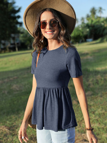 EMERY ROSE Solid Peplum Tee