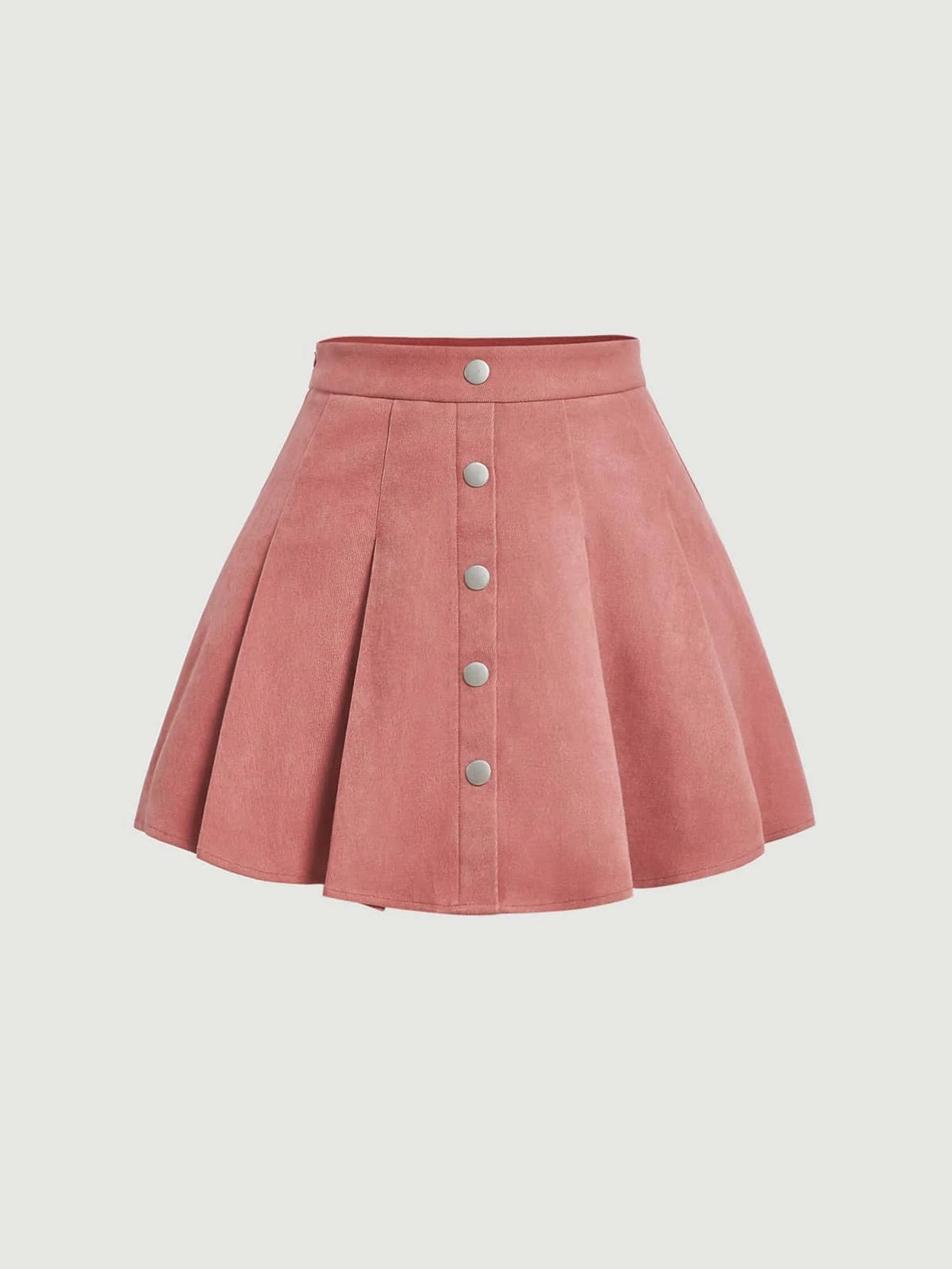MOD Button Front Pleated Skirt