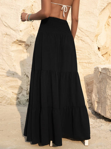 VCAY Ruffle Hem Belted Maxi Skirt