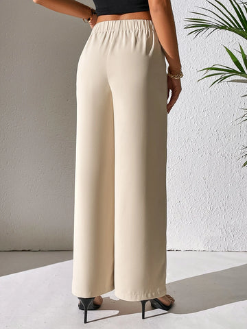 PETITE Solid Wide Leg Pants