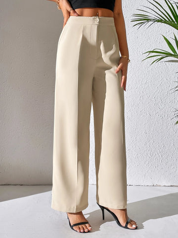 PETITE Solid Wide Leg Pants