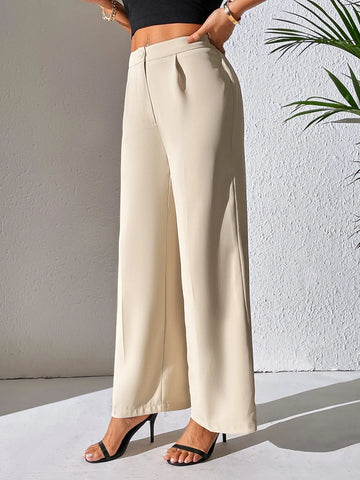 PETITE Solid Wide Leg Pants