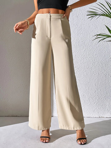 PETITE Solid Wide Leg Pants