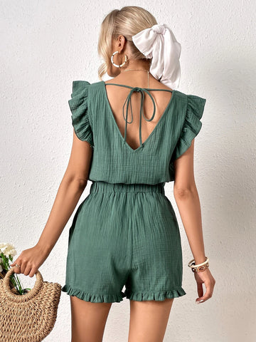 Sweetheart Neck Ruffle Trim Top & Shorts