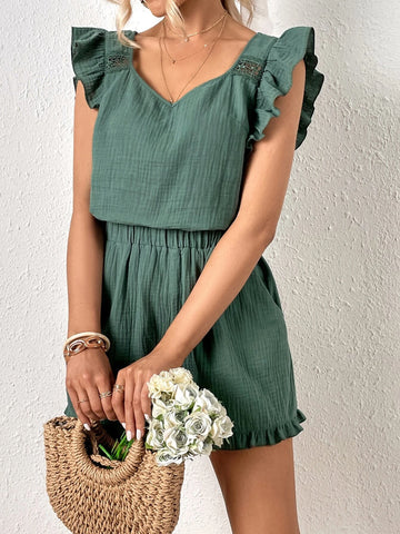 Sweetheart Neck Ruffle Trim Top & Shorts