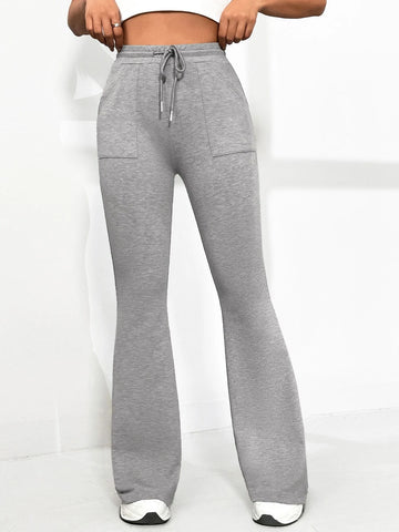 EZwear Drawstring Waist Flare Leg Pants