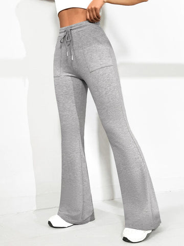EZwear Drawstring Waist Flare Leg Pants