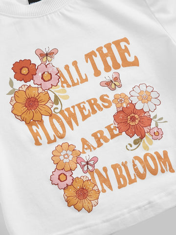 MOD Floral & Slogan Graphic Crop Tee