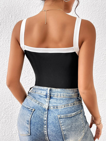 Contrast Trim Cami Bodysuit