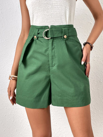 Frenchy High Waist Belted Wide Leg Shorts