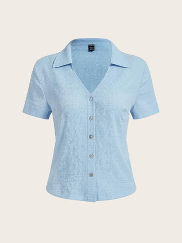 Solid Button Front Shirt