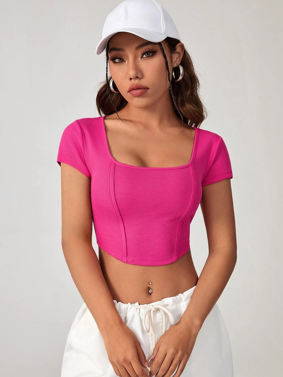 EZwear Scoop Neck Crop Tee