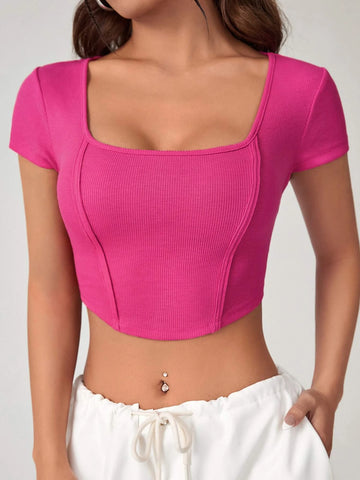 EZwear Scoop Neck Crop Tee