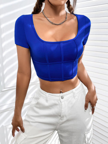 EZwear Scoop Neck Crop Tee