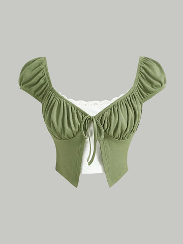 MOD Ruched Bust Tie Front Tee