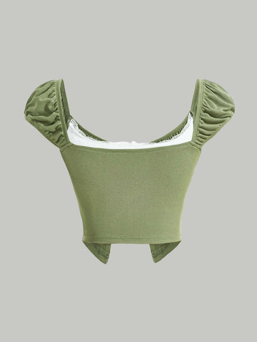 MOD Ruched Bust Tie Front Tee