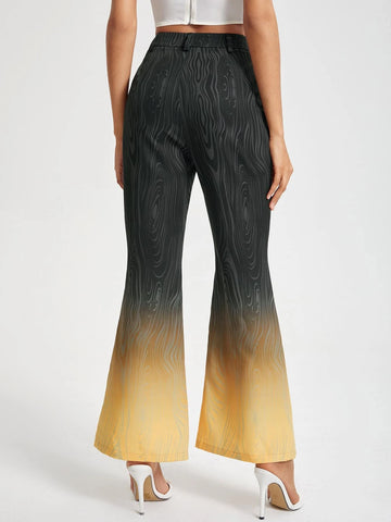 Ombre Striped Print Flare Leg Pants