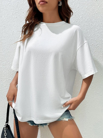 EZwear Slogan Graphic Drop Shoulder Tee