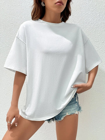 EZwear Slogan Graphic Drop Shoulder Tee