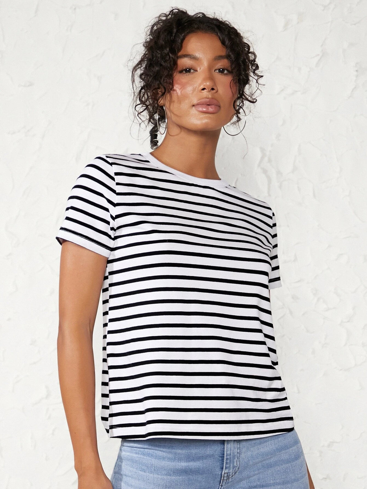 BASICS Cotton Striped Print Tee