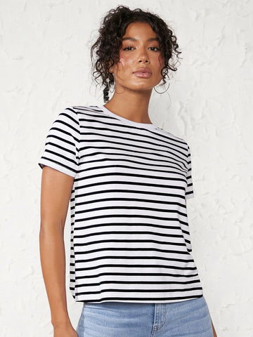 BASICS Cotton Striped Print Tee