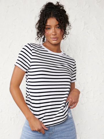 BASICS Cotton Striped Print Tee