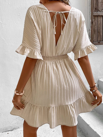 Flounce Sleeve Ruffle Hem Dress