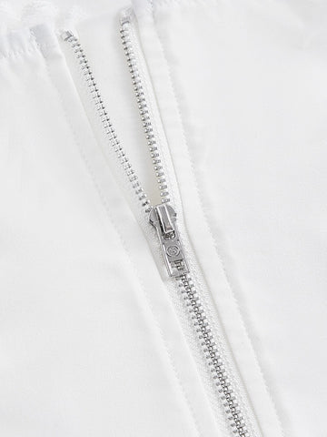 MOD Lace Frill Trim Puff Sleeve Bustier Crop Blouse