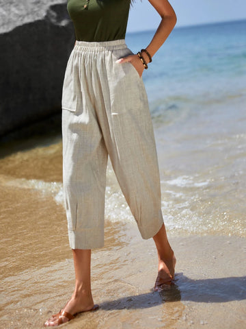 EMERY ROSE Solid Slant Pocket Capris Pants