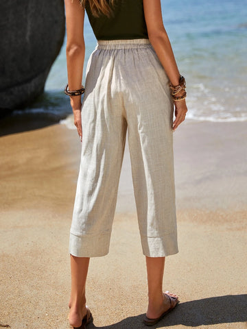 EMERY ROSE Solid Slant Pocket Capris Pants