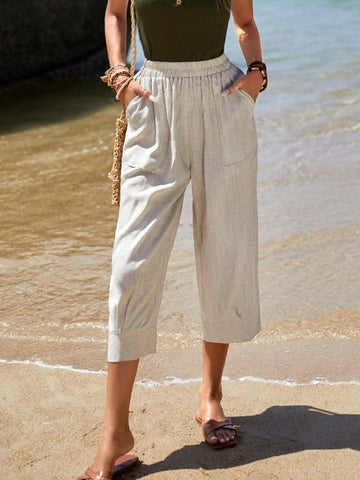 EMERY ROSE Solid Slant Pocket Capris Pants