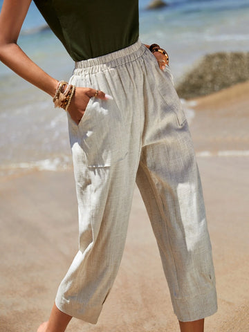 EMERY ROSE Solid Slant Pocket Capris Pants