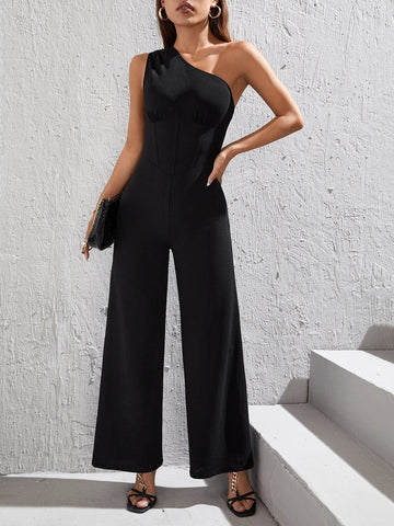 One Shoulder Wide Leg Jumpsuit