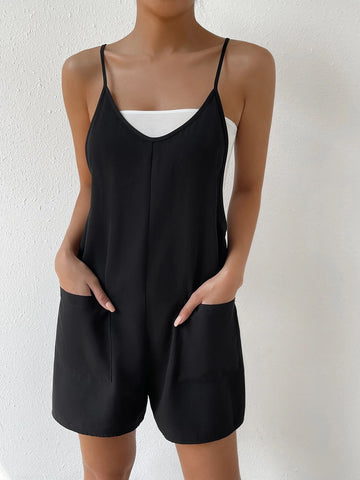 Dual Pocket Cami Romper Without Tube Top