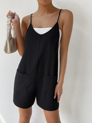 Dual Pocket Cami Romper Without Tube Top