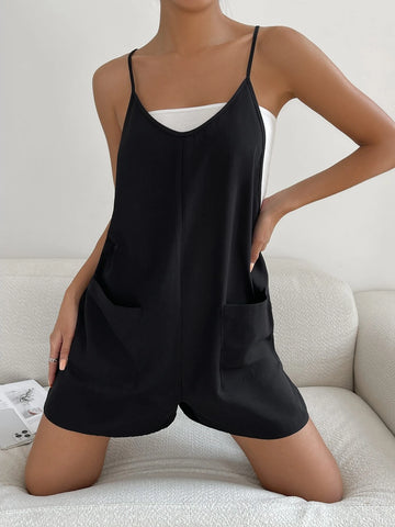 Dual Pocket Cami Romper Without Tube Top